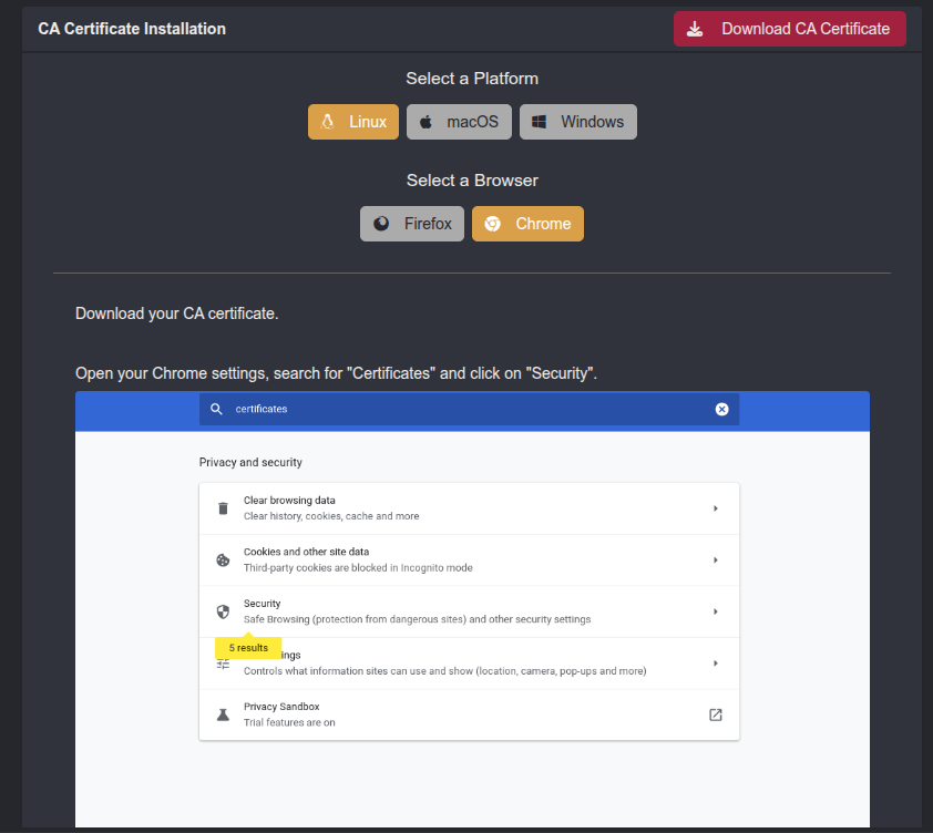 Instalação do Certificado CA