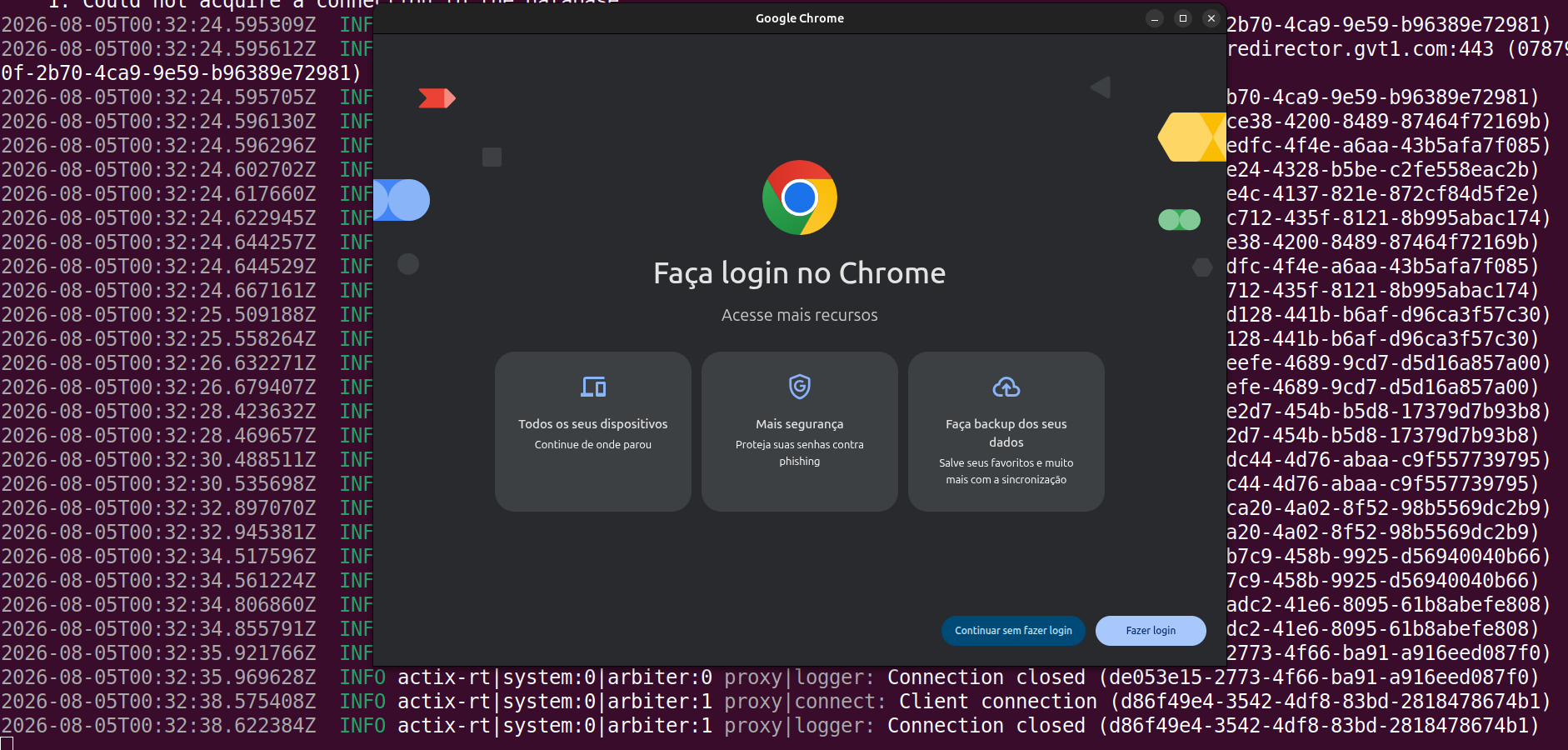 Navegador Chrome Aberto via Proxy