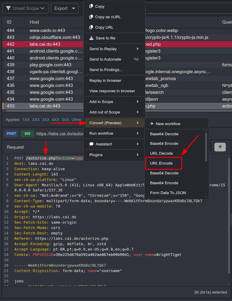 Selecionando o URL Encoder