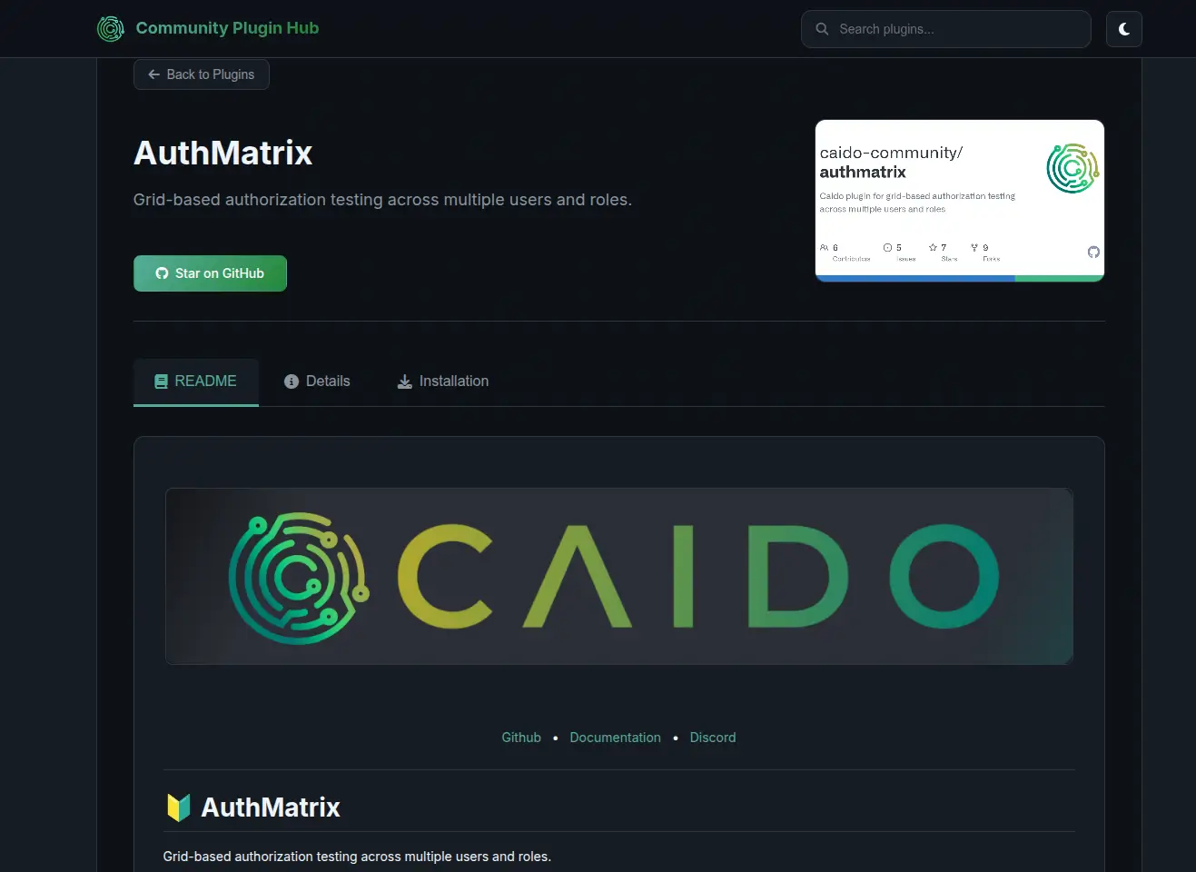 Interface do AuthMatrix e Drift